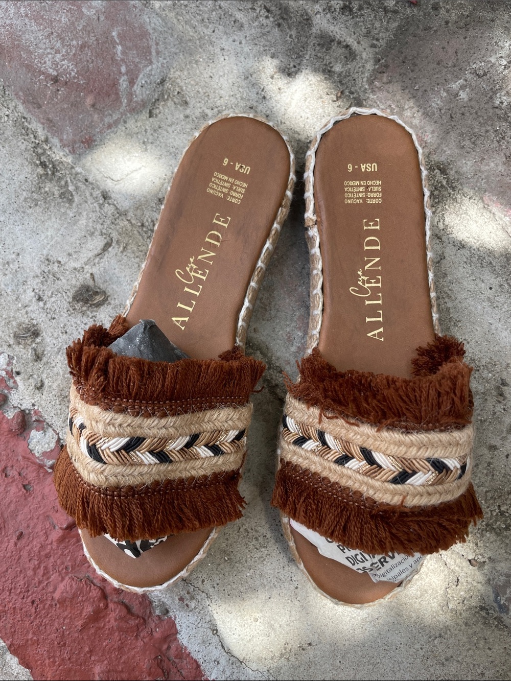 Women’s Brown Fringe Slide Sandals